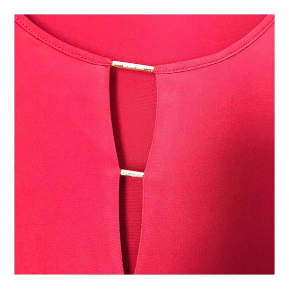 Michael Michael Kors Top Size M Burgundy Red Long Bell Sleeves Keyhole Neckline - Picture 5 of 10